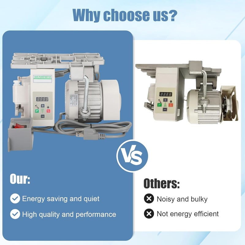 Longse Industrial Sewing Machine Motor with Needle Positioner and Synchronizer, AC110V, 750W, 6000RPM, Servo Motor Sewing Machine with Controller and Foot Switch, Run CW and CCW, Silent, Instructions - Image 5